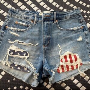 American Flag pocket jean shorts